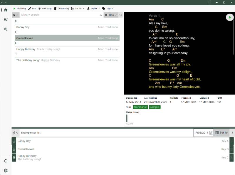 Example Chordle user interface