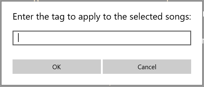 Screenshot showing the dialog used to enter the new tag.