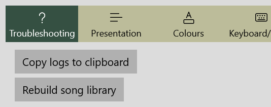 Screenshot of the troubleshooting section